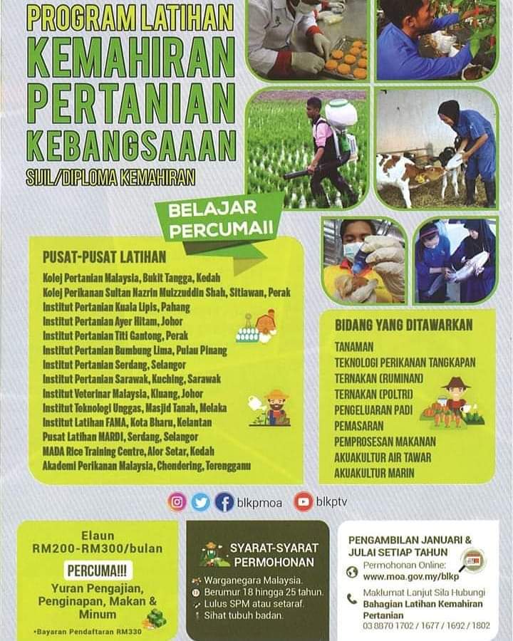 Permohonan Program Latihan Kemahiran Pertanian Kebangsaan 2019 PLKPK Online
